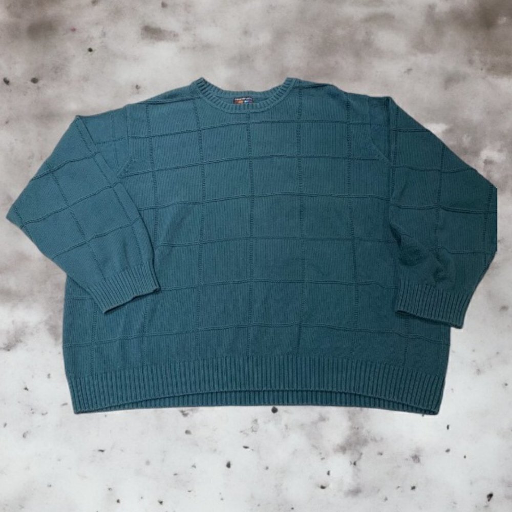 Alexander Julian Teal Vintage Oversized Crewneck Sweater